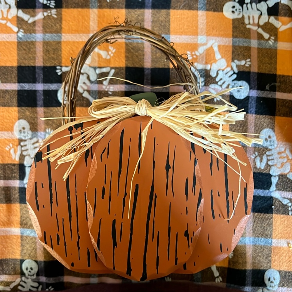 Wooden pumpkin basket